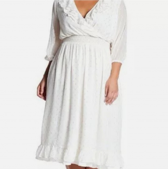 Melissa McCarthy Seven7 White and Gold Ruffle Dress NWT 3X - Picture 4 of 7